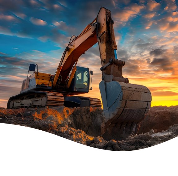 Escavadeira em operação de mineração